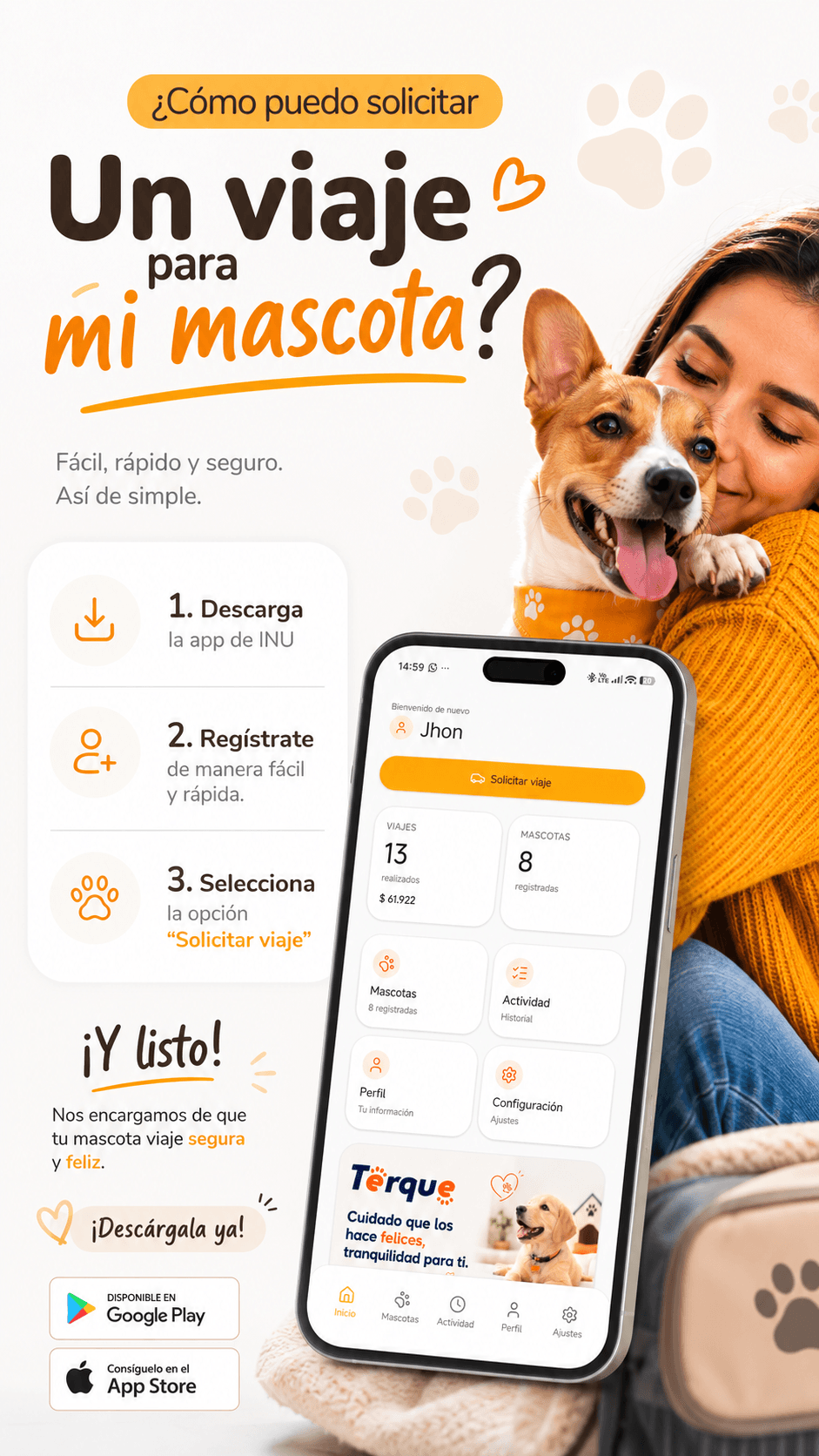Cómo solicitar un viaje para tu mascota con InuTrips